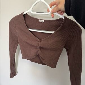 Garage Cropped Brown Long Sleeve